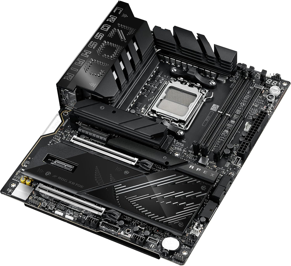ASUS ROG Crosshair X870E APEX AMD X870E AM5 ATX Motherboard, Advanced AI PC-Ready, 18+2+2 Stages, DDR5, ROG Memory Fan, ROG DIMM.2 Card, Wi-Fi 7, 5G LAN, 3X M.2, PCIe® 5.0, USB4®, USB Type-C®, AI OC