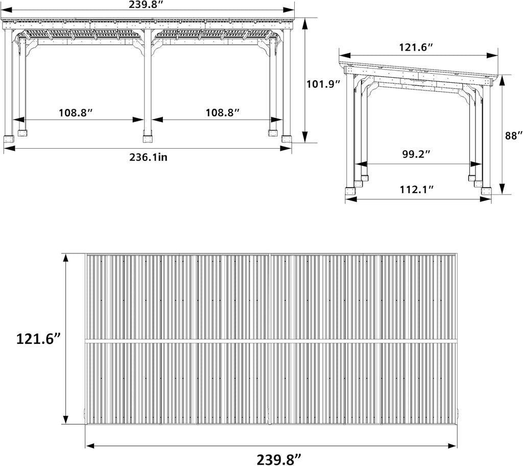 Yardenaler 10 x 20 FT Wooden Grill Gazebo with Sloping Metal Roof, BBQ Gazebo with 5.5' Width Wood Posts & Rainwater Drainage for Barbecue, Garden, Backyard, Light Mocha Brown