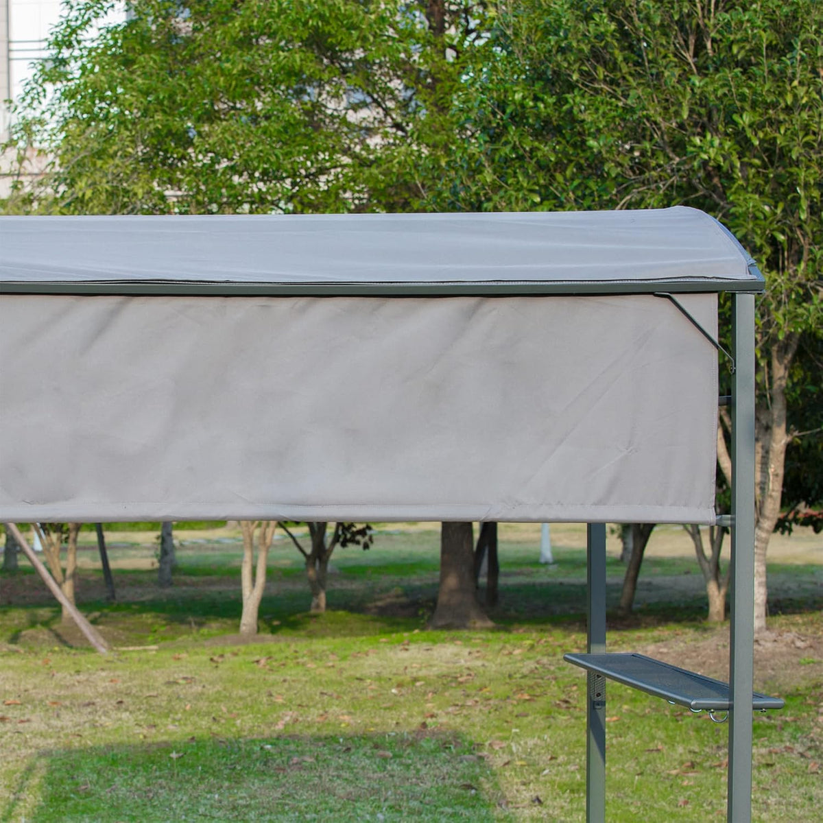 Outsunny 7FT Grill Gazebo BBQ Canopy with Sun Shade Panel Side Awning, 2 Exterior Serving Shelves, 5 Hooks for Patio Lawn Backyard Multi
