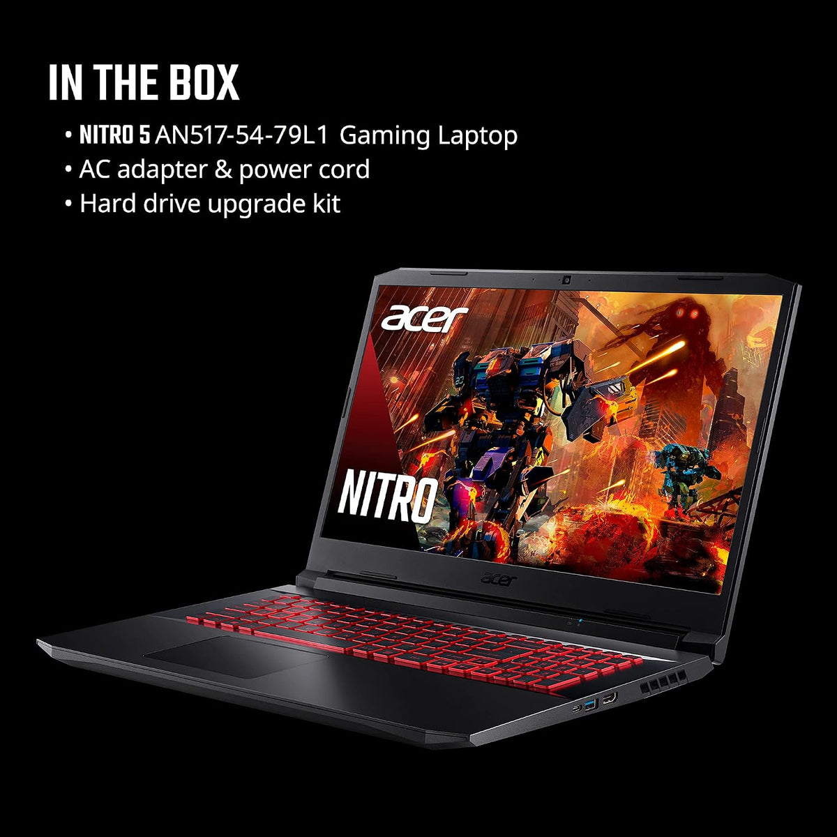 Acer Nitro 5 AN517-54-79L1 Gaming Laptop | Intel Core i7-11800H | NVIDIA GeForce RTX 3050Ti GPU | 17.3' FHD 144Hz IPS Display | 16GB DDR4 | 1TB NVMe SSD | Killer Wi-Fi 6 | Backlit KB | Win 11