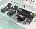 RADIATA 9 Piece Luxury Aluminum Outdoor Sectional Sofa with Chaise Lounge & Firepit, Large Modular Patio Furniture Set, 29' Deep Wide Seating, 500 lbs Heavy Duty Conversation Set for Deck, Dark Gray