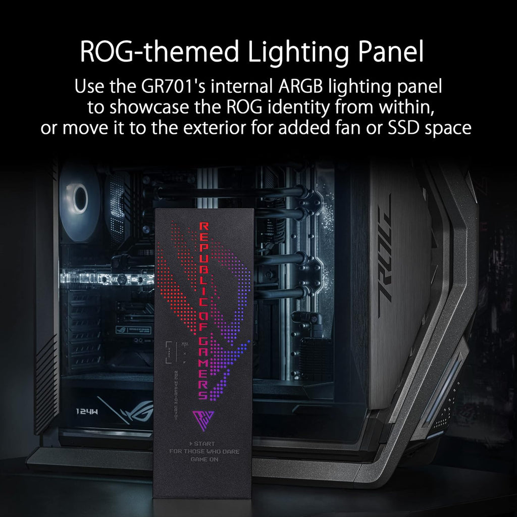 ASUS ROG Hyperion GR701 EATX Full-Tower Gaming Case, High Airflow Design, Tool-Free Side Panels, Pre-Installed 4x140mm Fans, Supports 420mm Radiators, Built-in Graphics Card Holder, Front USB Type-C