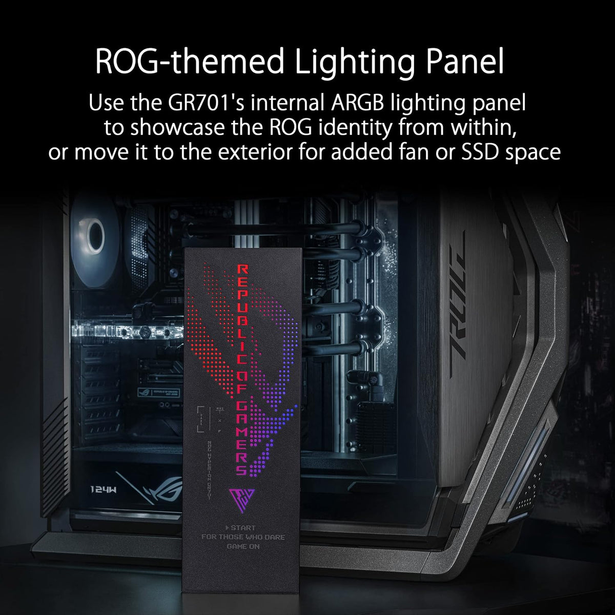 ASUS ROG Hyperion GR701 EATX Full-Tower Gaming Case, High Airflow Design, Tool-Free Side Panels, Pre-Installed 4x140mm Fans, Supports 420mm Radiators, Built-in Graphics Card Holder, Front USB Type-C