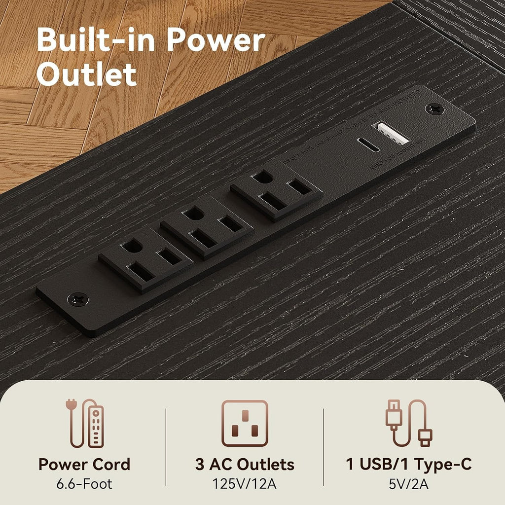 Coleshome 79 Inch Large Computer Desk with Power Outlet, Extra Long Desk for Home Office & Gaming, Spacious Writing Table for Study and Crafting, Black