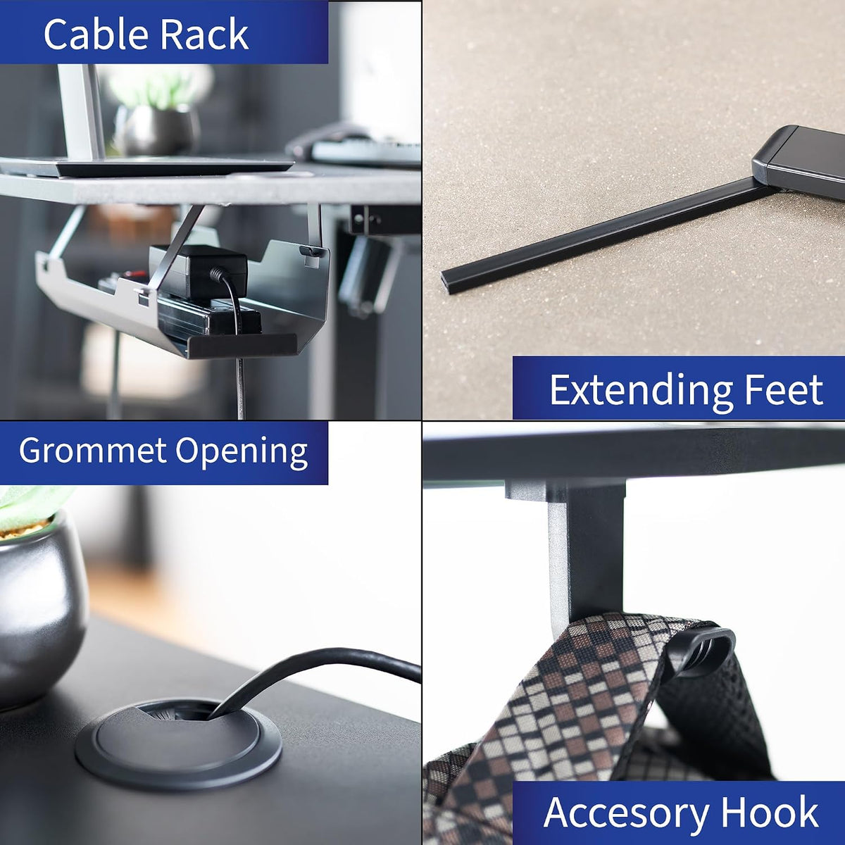 VIVO Electric Corner L-Shaped 47 x 47 in Standing Desk, Memory Height Adjustment, Black Top Black Frame, DESK-E1L94B