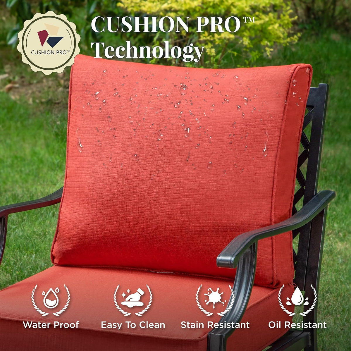 MIXPATIO Patio Furniture Set with Fire Pit Table, 5 Pcs Metal Outdoor Conversation Set, 4 Swivel Chairs with 5.75' Extra Thick Cushion and 28' Fire Pit Table for Backyard Deck, Red