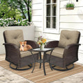 Outdoor Swivel Rocker Patio Chairs 3 Pieces，Swivel Patio Chairs with Cushions，Outdoor Swivel Rocking Chairs Set of 2 with Rattan Side Table，Patio Furniture Set for Outside Porch Deck