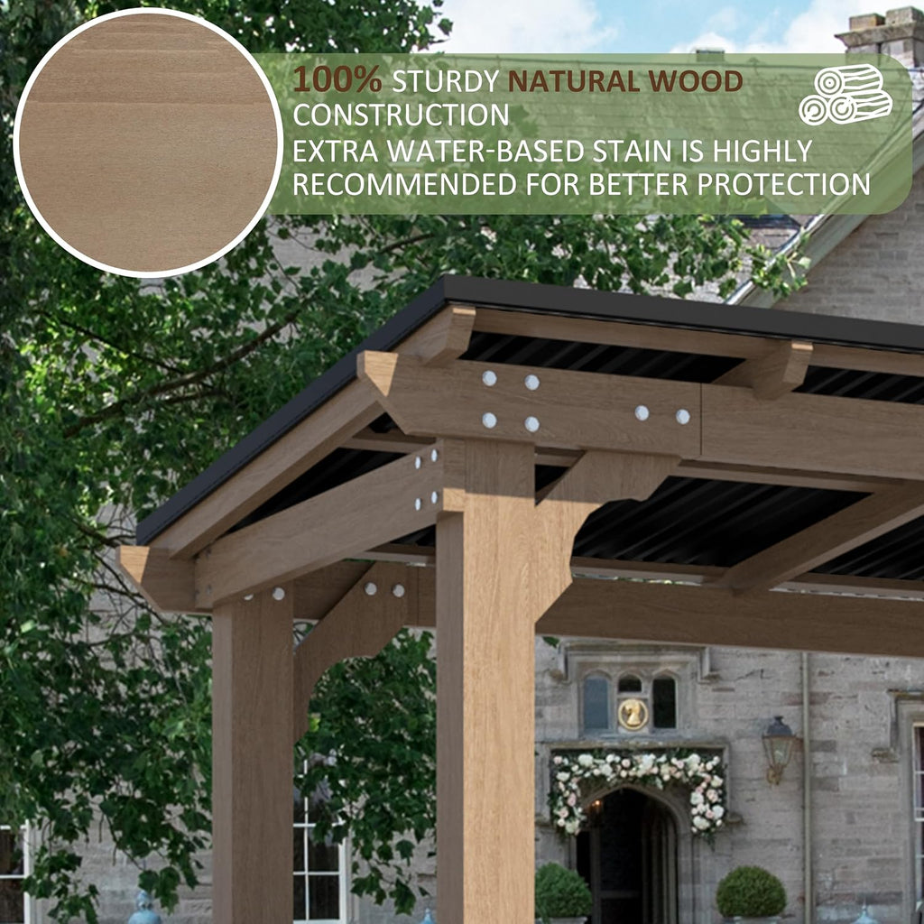 Yardenaler 8 x 5 FT Wooden Grill Gazebo with Sloping Metal Roof, Outdoor Grill Gazebo with 2 Grilling Workstations, BBQ Canopy for Outdoor Patio, Lawn, Garden, Light Mocha Brown
