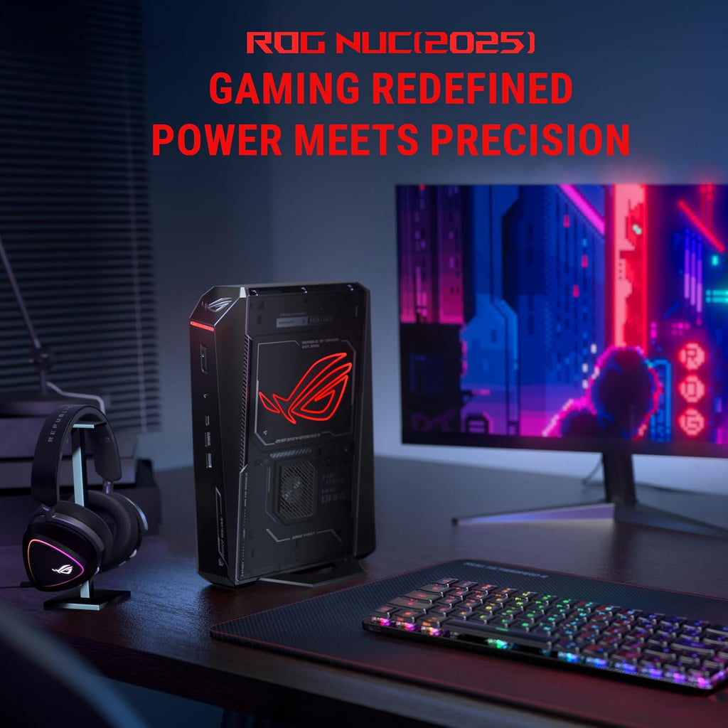 ROG NUC (2025) Gaming Mini PC with Intel® Core™ Ultra 9 (Series 2) ARL-HX CPU, NVIDIA® GeForce RTX™ 5070 Ti MobileGPU, 16GB DDR5 RAM, 1TB NVMe SSD, Thunderbolt 4 Triple-Fan Cooling and ARGB Lighting