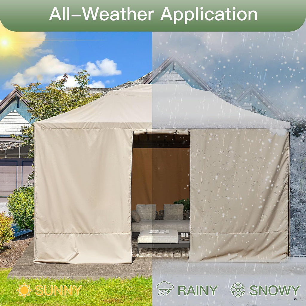 MELLCOM Winter Gazebo Cover for 10×13 Hardtop Gazebo, Accessories for All Seasons, with Mesh Screens and Doors and Windows