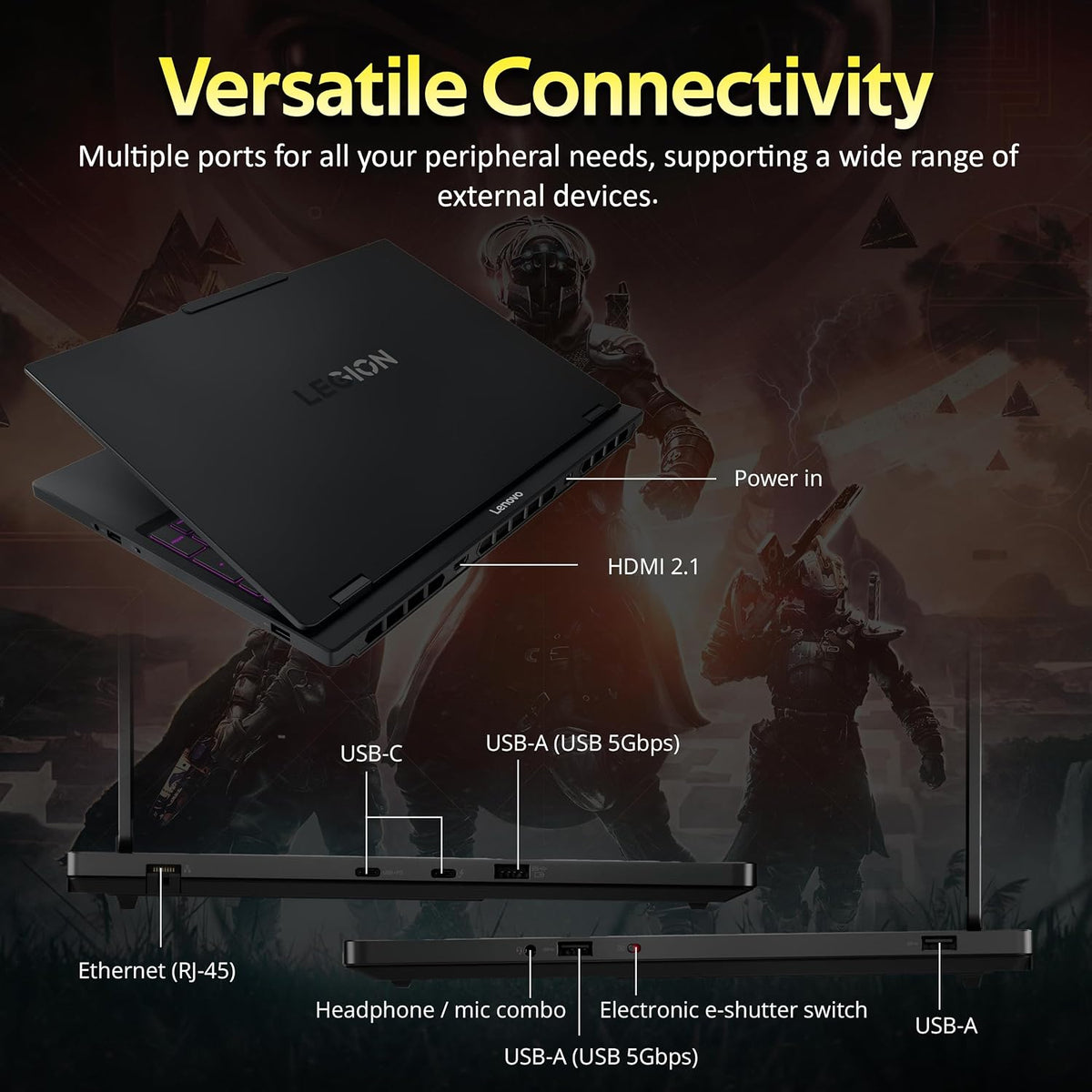 Lenovo Legion 5 15.1' OLED WQXGA 165Hz Gaming Laptop, Intel Ultra 9 275HX, GeForce RTX 5070 8GB GDDR7, 64GB DDR5, 5TB Storage (4TB SSD+1TB Docking Station), Backlit Keyboard, Wi-Fi 7, Win 11, Black