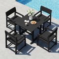 Vongrasig 5 Pieces Patio Dining Set, All Weather Outdoor HDPE Dining Furniture Set with Table and Chairs for 4, Garden Patio Furniture Set for Lawn, Backyard, Poolside, Black