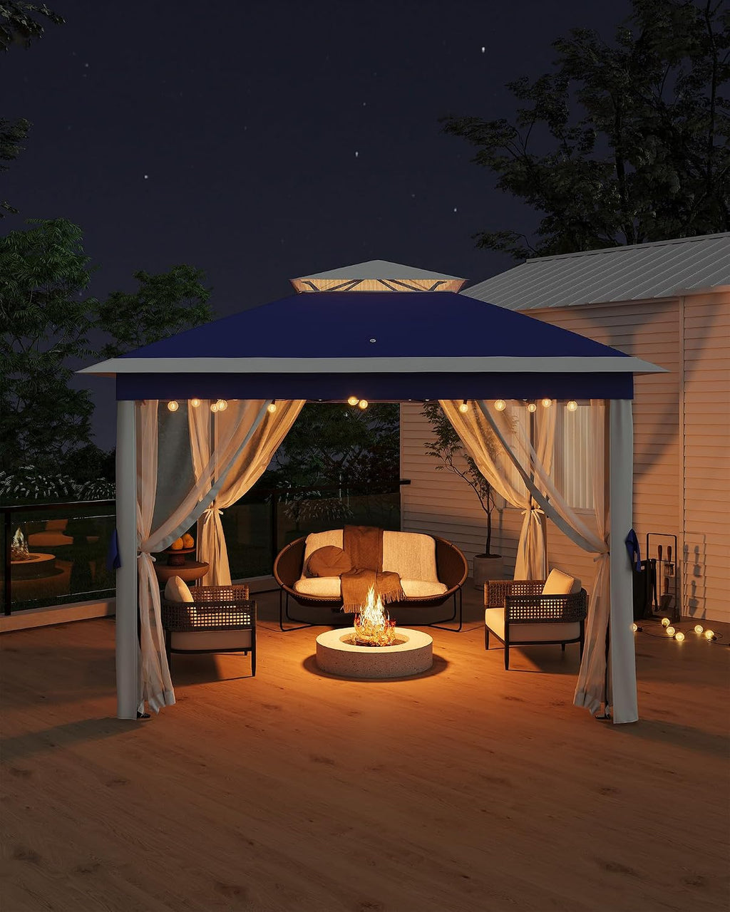 GarveeLife 11'x11 Pop-Up Gazebo, Instant Outdoor Canopy Tent with Mosquito Nettings, Durable Steel Frame, Water, and UV Proof, for Patio, Garden, Courtyard, Party (Blue)