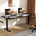 Veken 63 Inch Electric Standing Desk, Adjustable Height Office Desk with Wood Desktop, Computer Table for Home Work, Study and Gaming, Small Spaces, Modern Furniture, Black