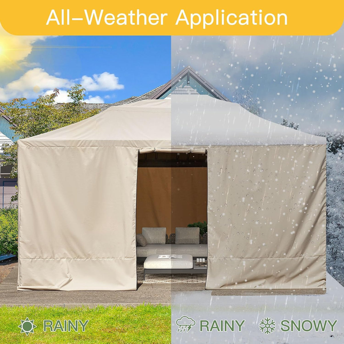 MELLCOM Winter Gazebo Cover for 12×16 Hardtop Gazebo, with Mesh Screens and Doors and Windows, Accessories for All Seasons