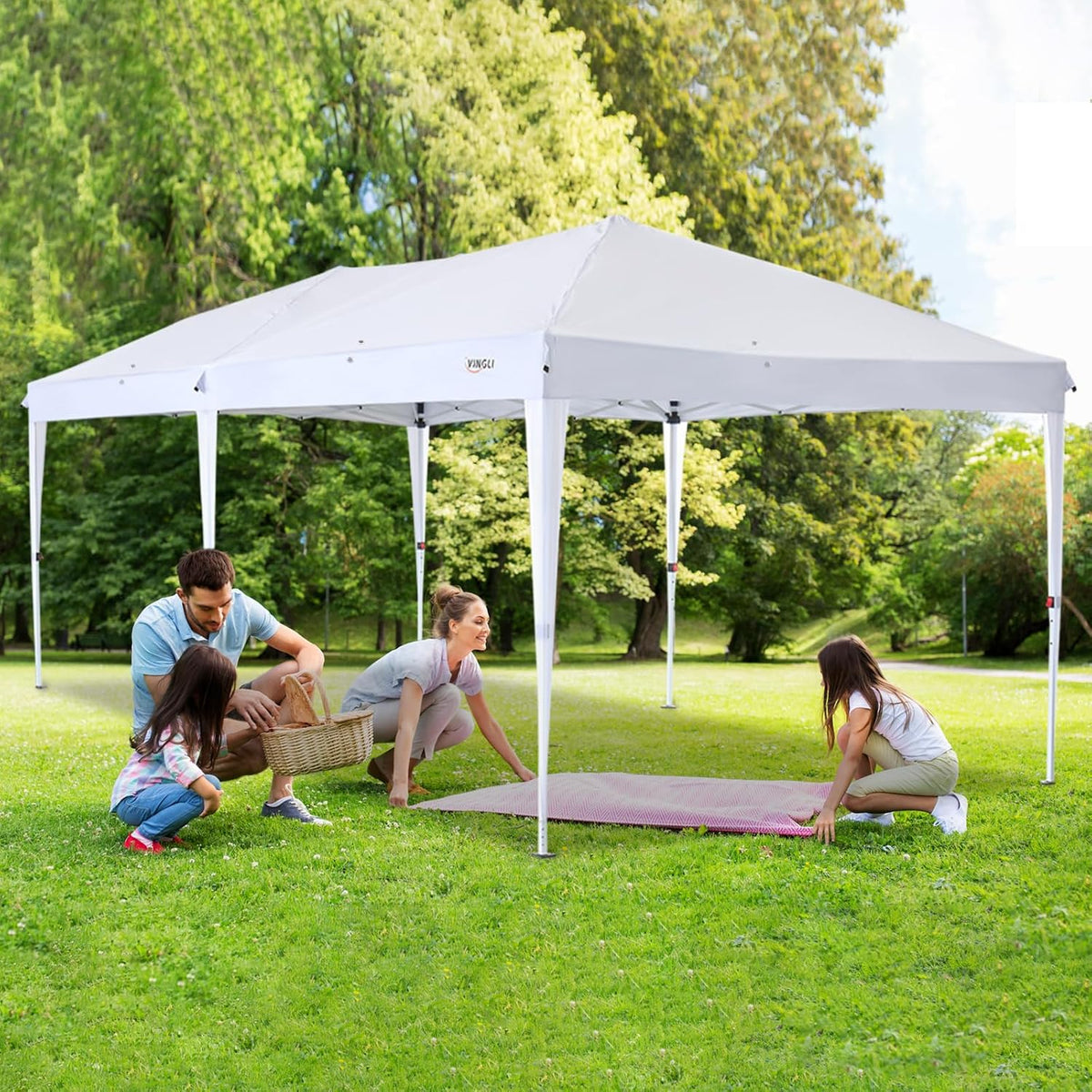 VINGLI 10x20 Pop Up Canopy Tent, Outdoor Foldable Portable Canopy for Camping, Patio, Parties, EZ Up Gazebo With Carry Bag (White)