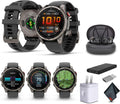 Garmin Fenix 8 Pro 47mm, inReach Technology, AMOLED Display, Premium Connected Multisport GPS Smartwatch, Sapphire, Titanium with Graphite/Black Silicone Band, Fitness Smart Watch Bundle