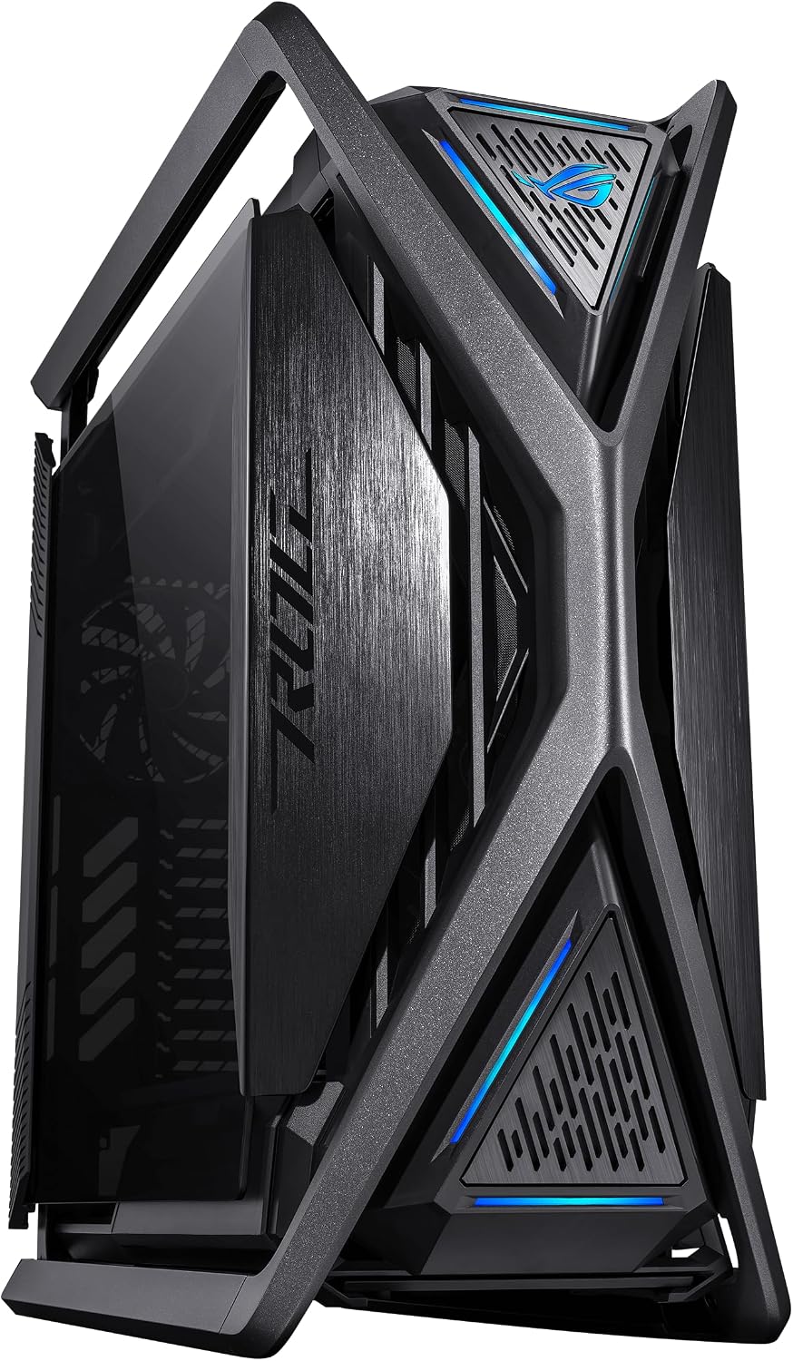 ASUS ROG Hyperion GR701 BTF Edition PC case, ASUS ATX BTF motherboards Support, 420 mm Dual Radiator Support, Four 140 mm Fans, Metal GPU Holder, Component Storage, ARGB Fan hub, 60W Fast Charging
