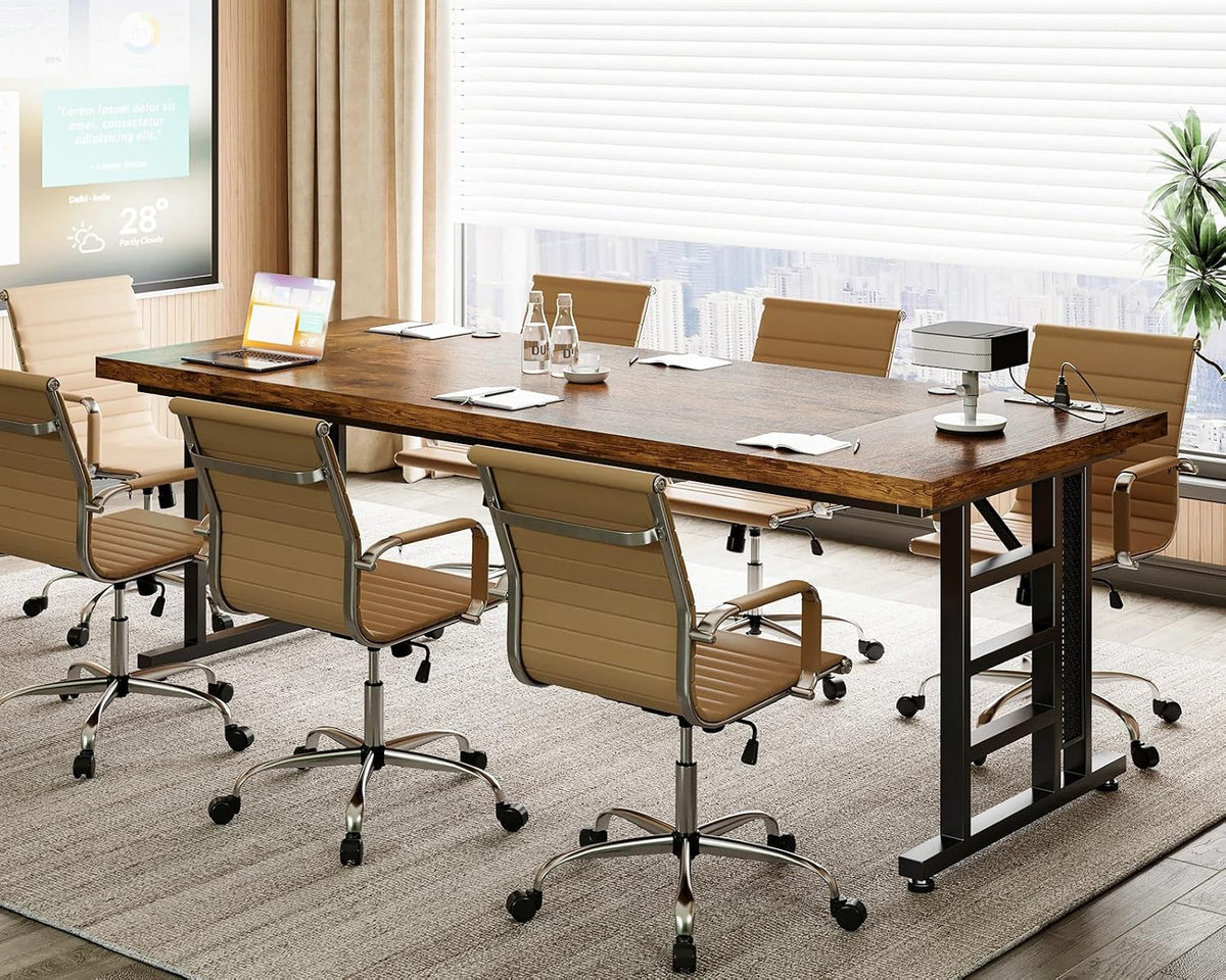 Coleshome 78 Inch Executive Desk with USB Ports, Large Computer Desk with Extra Thick, Long Mordern Office Desk, Workstation Business Furniture for Home Office, Vintage
