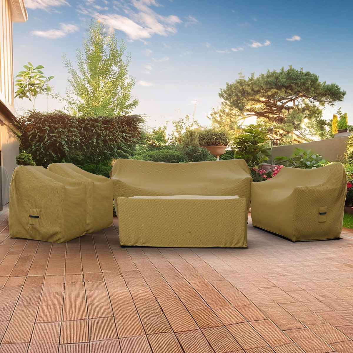 Covers & All Patio Furniture Cover Set, 5 Piece Outdoor Furniture Covers, Water-Repellent UV & Weather-Resistant Covers for Sofa, Loveseat, Chairs & Coffee Table with Elastic & Padded Handles