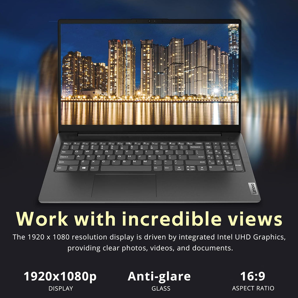 Lenovo Laptop Computer for Business and Home Student Study, 15.6' FHD, Intel Dual Core Processor, 16GB DDR4 RAM, 1TB PCIe SSD, WiFi 6, Bluetooth 5.2, HDMI, Type-C, Ethernet, Black