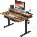 FEZIBO 48'' x 24'' Electric Standing Desk with 4 Storage Drawers, Adjustable Height Computer Table with Monitor Shelf, Stand Up Desk for Study, Gaming, Workstation, Rustic Brown Top