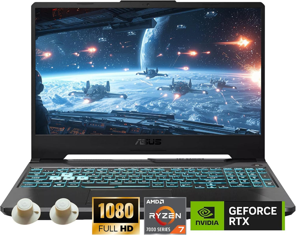 ASUS TUF A15 Gaming Laptop, AMD Ryzen 7 7435HS Processor, NVIDIA GeForce RTX 3050, 15.6 inch Full HD Display, 16GB DDR5 RAM, 512GB SSD, Backlit Keyboard, Windows 11 Home, Wi-Fi, Alpacatec Accessory