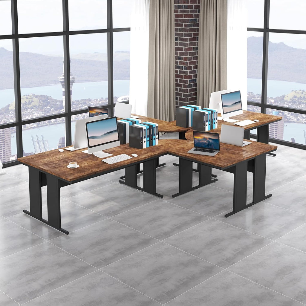 Tribesigns 83-Inch Large L Shaped Desk, Reversible Executive Office Desk, Modern Corner Computer Table Business Workstation for Home Office (Brown)