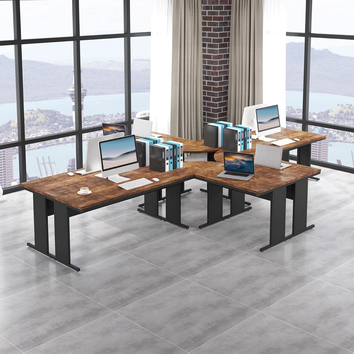 Tribesigns 83-Inch Large L Shaped Desk, Reversible Executive Office Desk, Modern Corner Computer Table Business Workstation for Home Office (Brown)