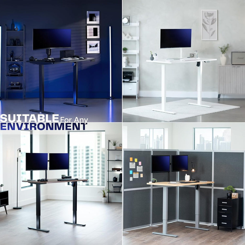 VIVO Electric 63 x 32 in Standing Desk, Memory Height Adjustment, 1B Series, Holds 220 lbs, Black Carbon Fiber Top White Frame, DESK-KIT-1W1R