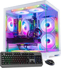 ARGB Gaming PC White Computer Desktop – Ryzen 5 5500 up to 4.2GHz, GeForce GT1030, 16GB DDR4 RAM, 1TB NVMe SSD, WiFi 6 & BT 5.4, Windows 11, 8× ARGB Fans, 650W PSU