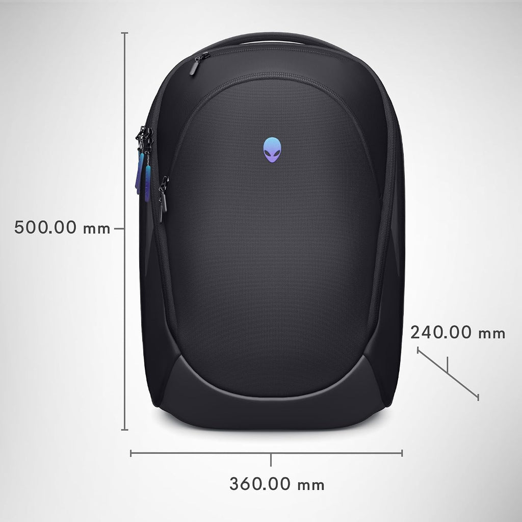 Alienware 18 Backpack - AW7825P - 28L Capacity, 3D Breathable Mesh, Magnetic Pocket Organizers, RFID Safe Pocket, Weather resistant, 3D Iridescent Reflective Alienware logo - Alienware Black