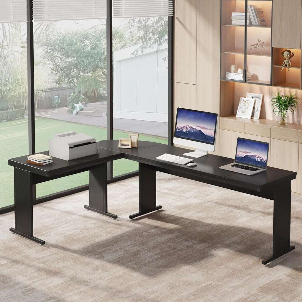 Tribesigns 83-Inch Large L Shaped Desk, Reversible Executive Office Desk, Modern Corner Computer Table Business Workstation for Home Office, Black