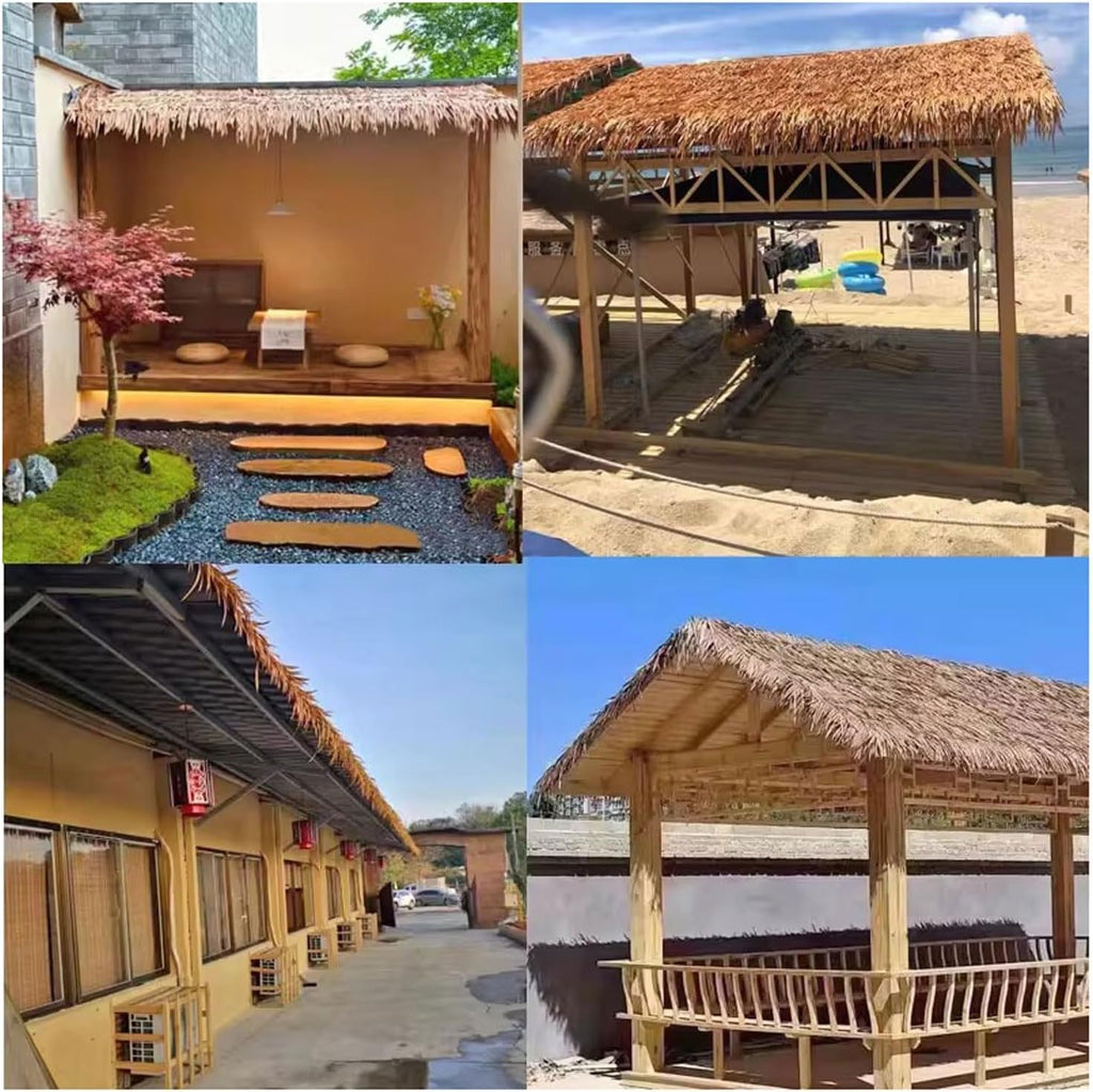 Artificial Straw Roof Thatch Roll For Roof Decoration, Palm Leaf Style Synthetic Roofing Material For Outdoor Umbrella, Garden Pavilion, And Patio Bar Shade, UV Resistant And Durable(1.64x32.8ft)