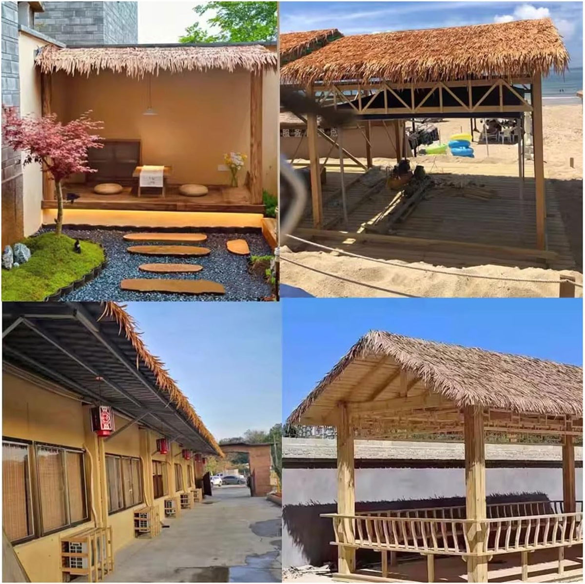 Artificial Straw Roof Thatch Roll For Roof Decoration, Palm Leaf Style Synthetic Roofing Material For Outdoor Umbrella, Garden Pavilion, And Patio Bar Shade, UV Resistant And Durable(1.64x32.8ft)