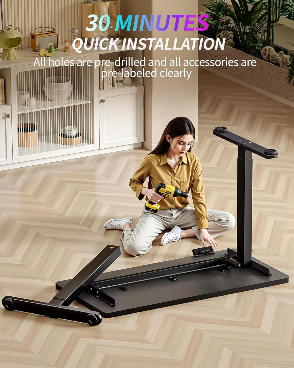 BIZUM Standing Desk Electric Adjustable Computer Desk-Stand up Desk Office Gaming Home Office Memory Desks 48x24 inches Black