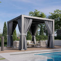 Aoxun Louvered Pergola 10' x 10' Outdoor Aluminum Pergola Adjustable Roof, with Waterproof Curtains and Nets, for Decks, Gardens, Gray