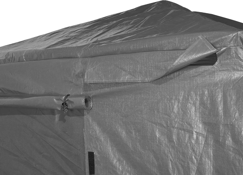 Sojag Winter Cover Plus for Tall Hard Top Gazebos, Waterproof 10' x 10' Storage for Grill & Patio Furniture, Roll-Up Door, and Vented Panels, All-Season Outdoor Storage, Grey
