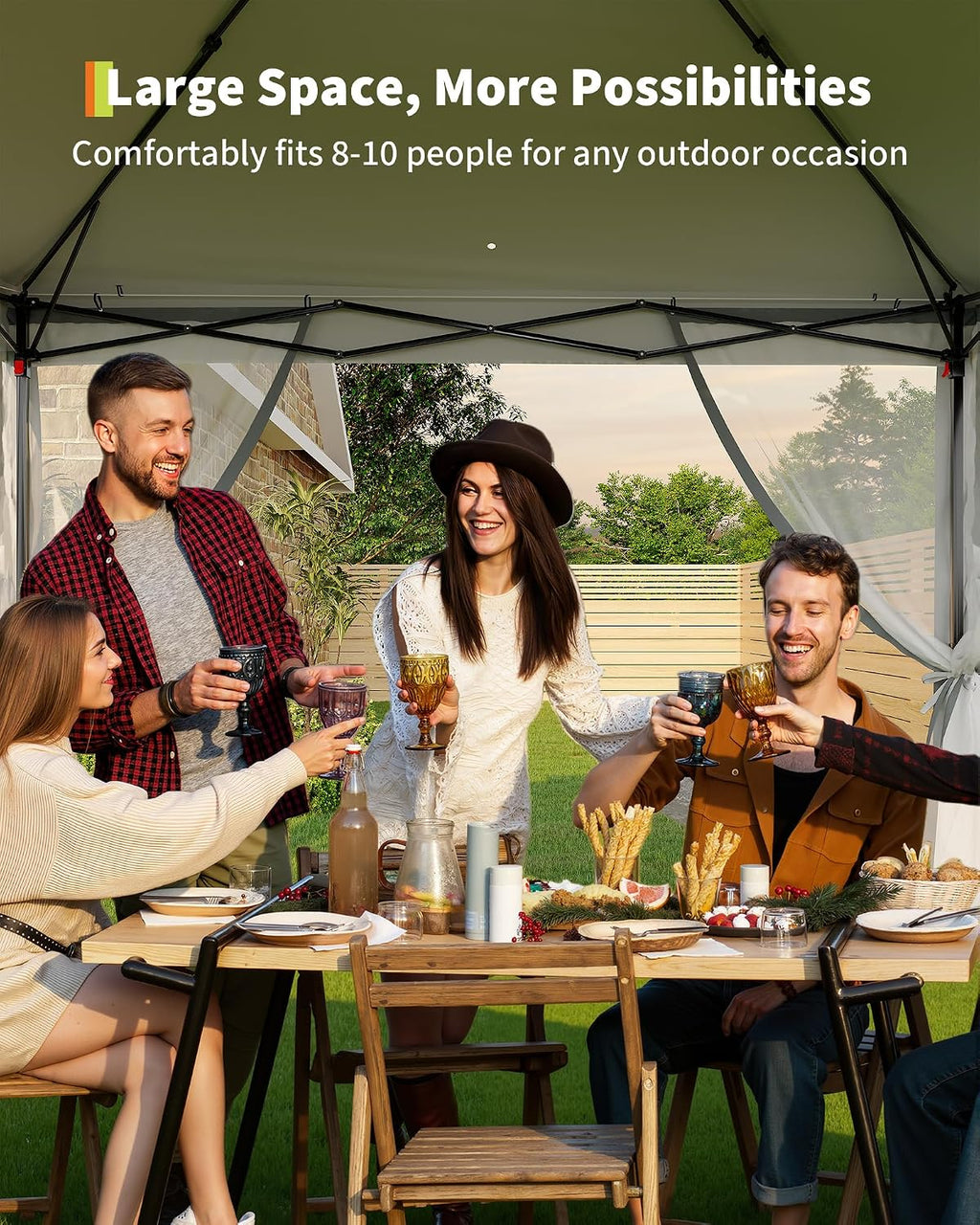 GarveeLife 11'x11 Pop-Up Gazebo, Instant Outdoor Canopy Tent with Mosquito Nettings, Durable Steel Frame, Water, and UV Proof, for Patio, Garden, Courtyard, Party (Grey)