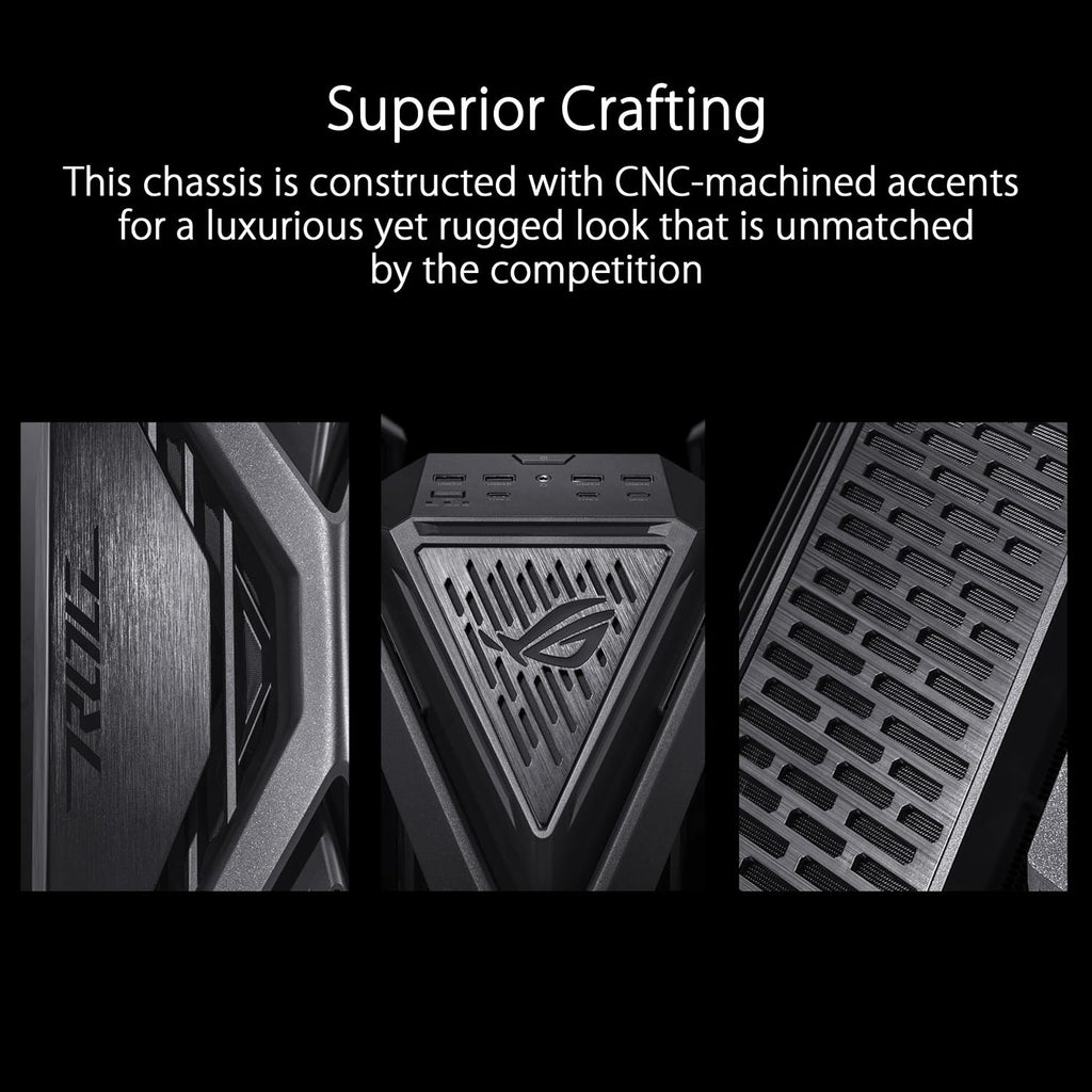 ASUS ROG Hyperion GR701 EATX Full-Tower Gaming Case, High Airflow Design, Tool-Free Side Panels, Pre-Installed 4x140mm Fans, Supports 420mm Radiators, Built-in Graphics Card Holder, Front USB Type-C