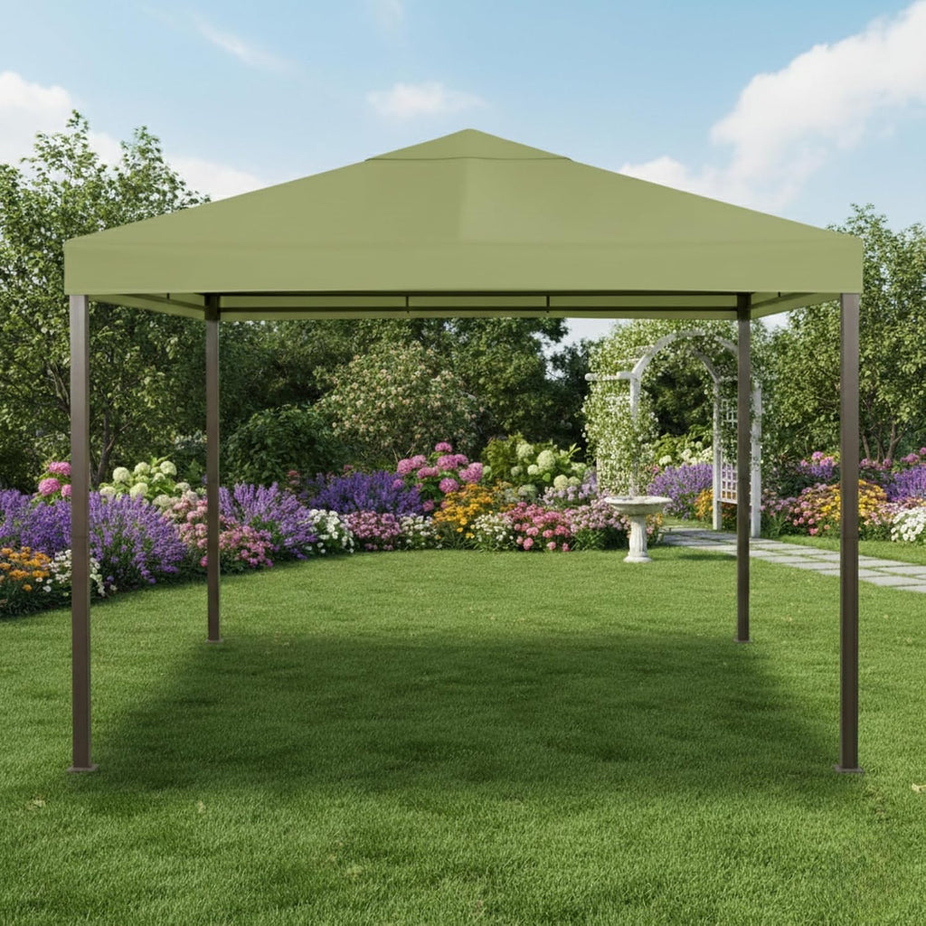 Garden Winds Universal 10' x 10' Single-Tier Replacement Gazebo Canopy – Sage Green, RipLock 350 Polyester, UV & Water Resistant