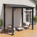 Aoxun 8'x 5' Premium Gazebo with Aluminum Top Frame & Polycarbonate Panel, Wall Mounted Gazebos Pergola, Outdoor Patio Lean to Gazebo, Awnings with Sloped Roof, for Backyard, Porch, Deck