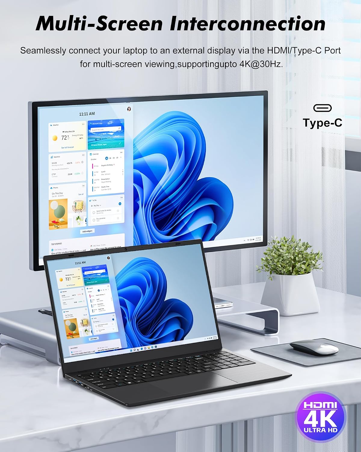 BLUEING 15.6-Inch Laptop Computer, Laptop with AMD 3020e (Up to 2.6GHz), 8GB DDR4 512GB SSD (Up to 32GB + 4TB), 1080P FHD IPS Display, Type-C, HDMI, USB3.2, BT5.2, WiFi 5, Laptops, Gray
