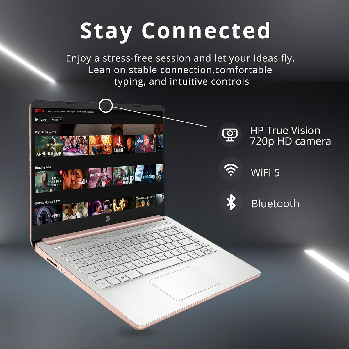 HP Stream 14' HD BrightView Laptop, Intel Celeron N4120 Processor, 8GB RAM, 64GB SSD, Intel UHD Graphics, 720p Webcam, WiFi, HDMI, Win 11 S, Gold (Renewed)