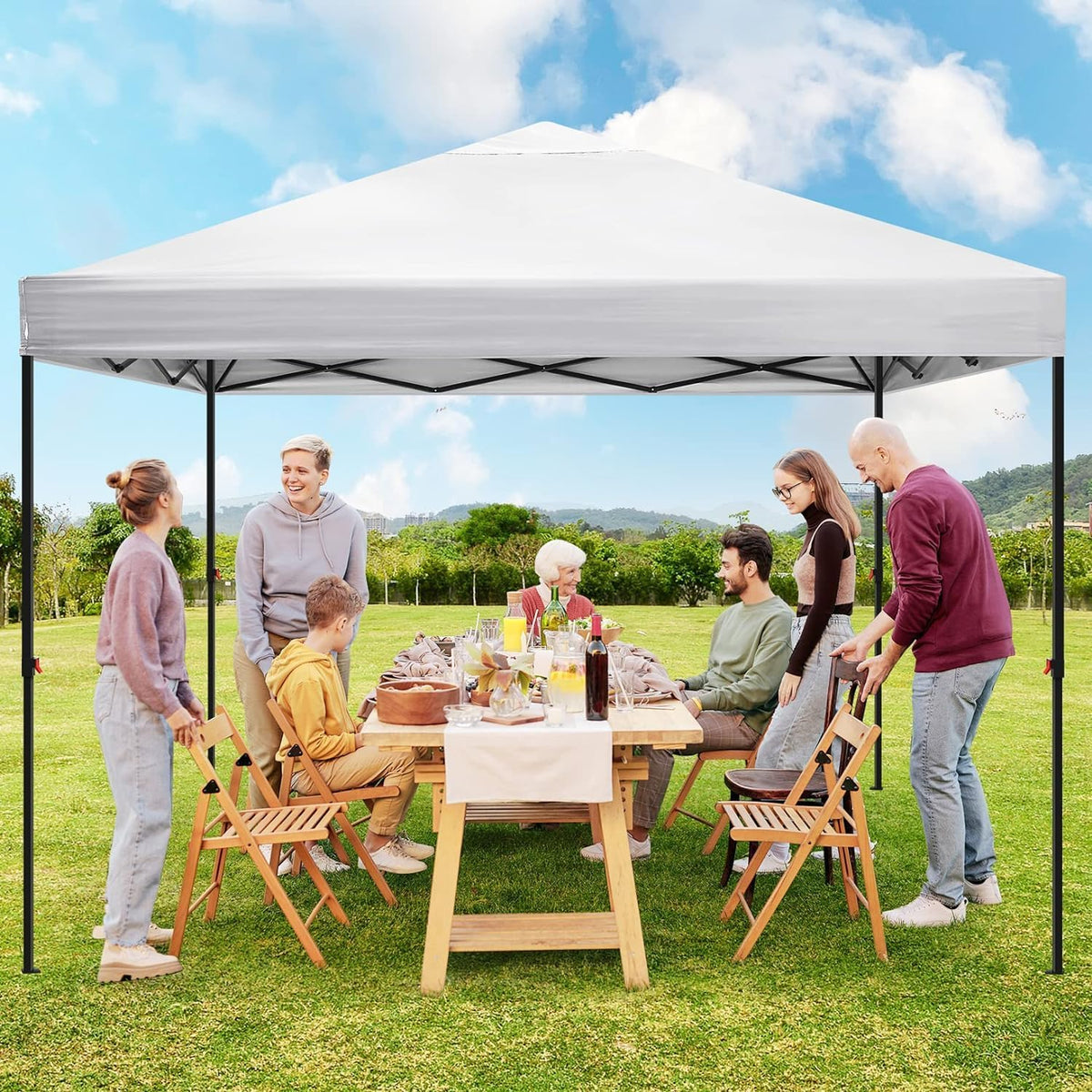 COBIZI 13x26 Heavy Duty Pop Up Canopy Tent with 6 Sidewalls, Commercial Gazebo Party Tent with Mosquito Netting Wall Easy Set Up Outdoor Instant Screen Canopy for Backyard, Patio, Garden, Black