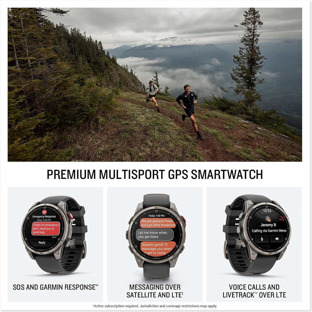 Garmin Fenix 8 Pro 47mm, inReach Technology, AMOLED Display, Premium Connected Multisport GPS Smartwatch, Sapphire, Titanium with Graphite/Black Silicone Band, Fitness Smart Watch Bundle