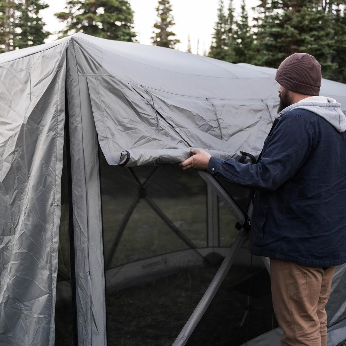 Gazelle Tents™ Tandem Gazebo, Easy Pop-Up Hub Screen Tent, Durable, TriTech Mesh, Waterproof, UV Resistant, 10-Person, Agave Green, 89' x 86' x 156', GG800AG