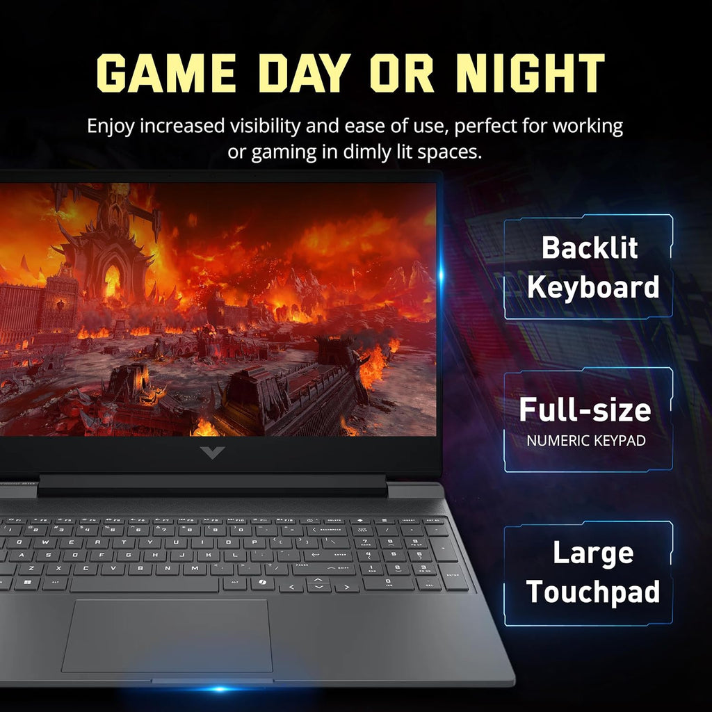 HP Victus 15 Gaming Laptop, AMD Ryzen 7 7445HS, GeForce RTX 4050, 64GB DDR5, 2TB PCIe SSD, 15.6' FHD 144Hz Display, Backlit Keyboard, Copilot, Fast Charge, Win 11, Silver, 1TB Docking Station Set