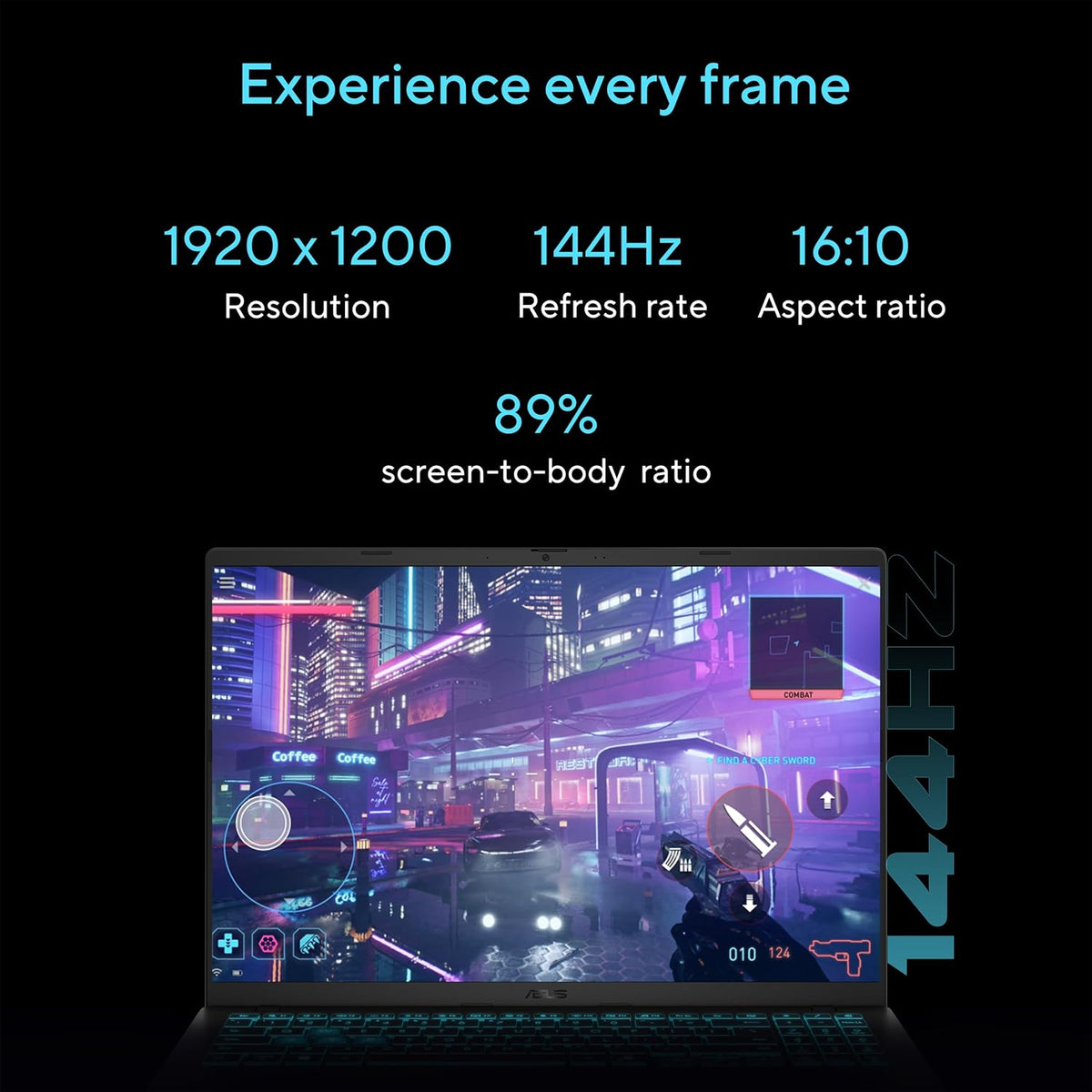 ASUS V16 Gaming Laptop, 16' WUXGA 144Hz Display, Intel Core 7 Processor 240H, NVIDIA GeForce RTX 5060, 16GB Memory, 512GB Storage, Windows 11, Matte Black, V3607VM-ES74