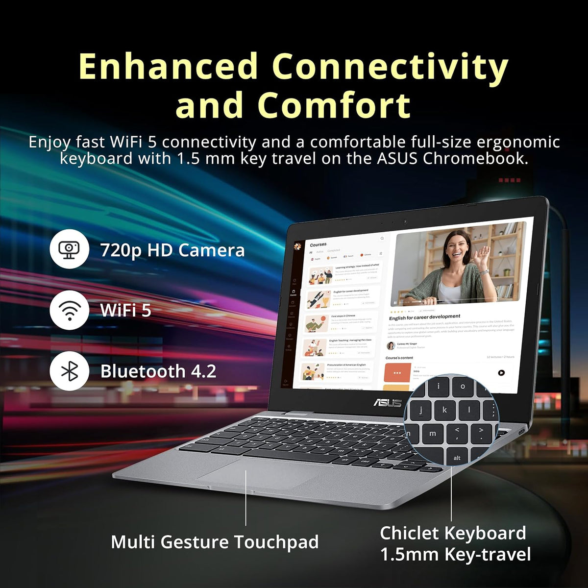 ASUS Chromebook 11.6' HD Student Laptop, Intel Celeron N3350, 4GB RAM, 192GB Storage (32GB eMMC+160GB Docking Station), Intel UHD Graphics, HD Camera, Stereo Speakers, Chrome OS, Gray